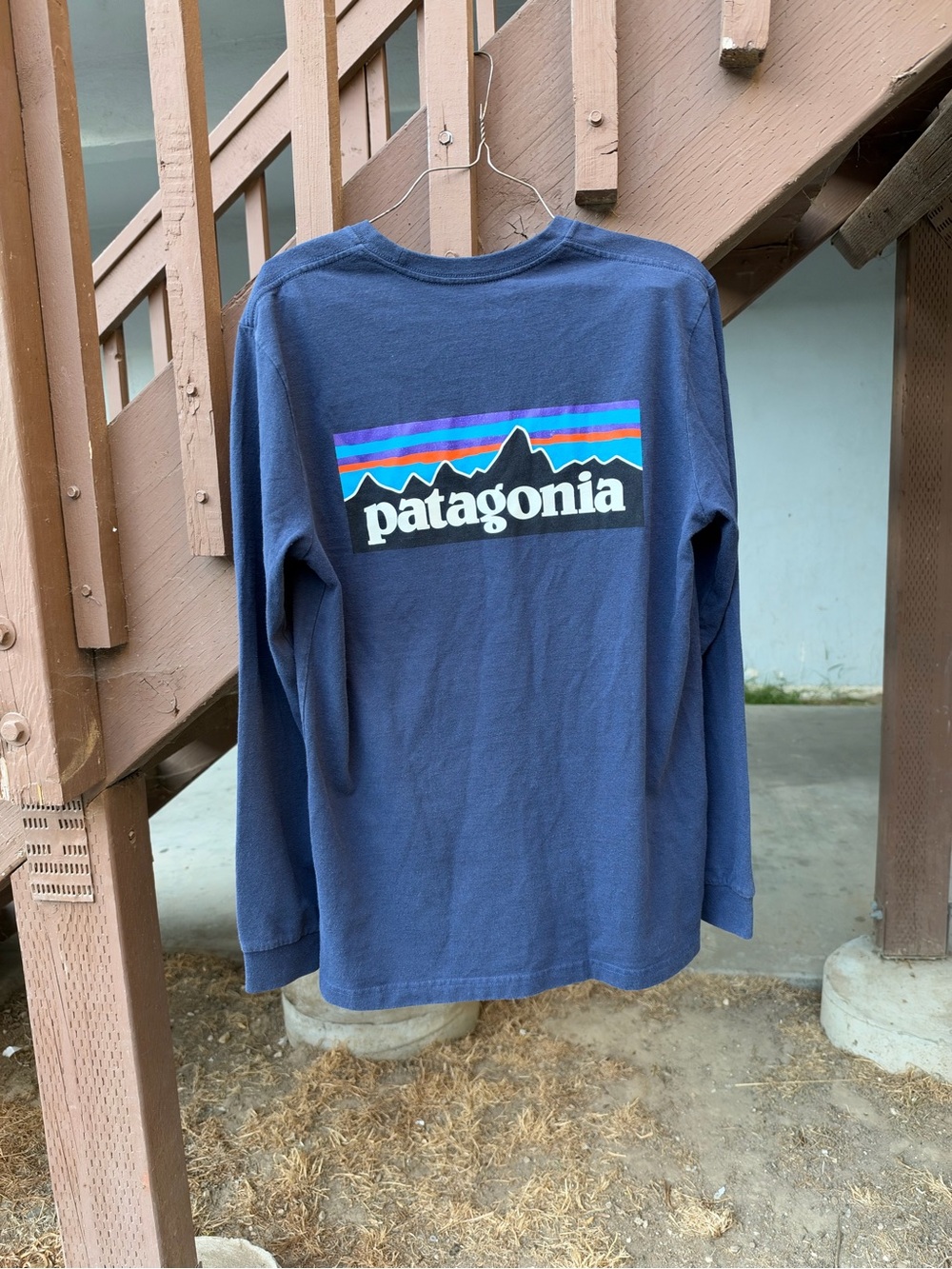 Patagonia Kids Long-Sleeve Logo Tee in Navy